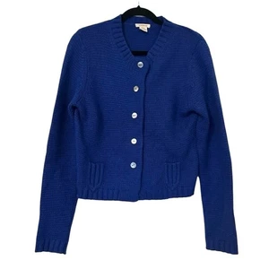 Sundance Katalog Baumwollmischung Strick Knopf Rundhalsausschnitt Cardigan Damen Large blau - Bild 1 von 4