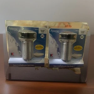 "Lote de 2 desagües de fregadero de baño Keeney de rejilla abierta sin desbordamiento 1-1/4"" cromado NUEVO - Imagen 1 de 12