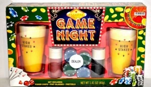 Game Night Poker Set – Poker Chips/Pint Glasses/Pretzels – Unopened/New - Picture 1 of 2