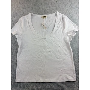 Madewell Women's XXL White Ribbed Scoop Neck T-Shirt Top Tee New - Picture 1 of 6
