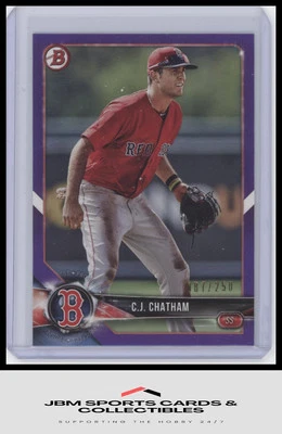 2018 Bowman #BP117 C.J. Chatham Prospects Purple #/250 - Image 1 of 2