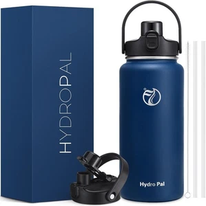 HydroPal Trinkflasche Edelstahl - 1200ml mit Strohhalm und Henkel, Kobaltblau - Bild 1 von 6