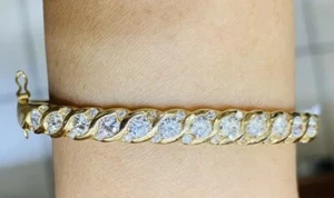 12300$ 18k Solid Yellow Gold Cluster Band Bangle W/ Natural Vs1 Diamond 2.51 CT - Picture 1 of 7