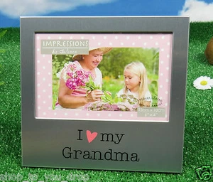Gift Photo Frame I LOVE MY GRANDMA Silver Red Heart Present - Picture 1 of 11