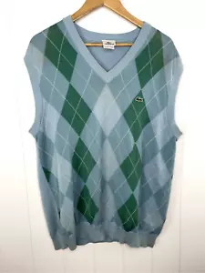 Lacoste Men’s Argyle Sweater Vest Blue Green Size 6 (Large) - Picture 1 of 8