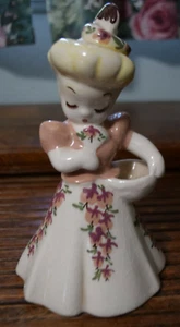 De Lee Delee Art Bashful Girl Vase Figurine Hattie California Hand Painted 8" - Picture 1 of 6