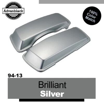 Brilliant Silver Saddlebag Lid Cover Fits Harley Street Road Electra Glide 94-13 - Image 1 of 4