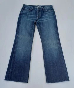 7 For All Mankind “Dojo” Bootcut Jeans Women Size 32 Dark Blue Denim USA - Picture 1 of 14