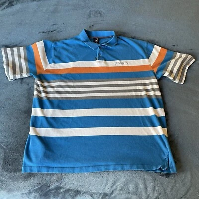 Polo Phat Farm Vintage Manga Corta Azul Rayas 2XL Foto 1 de 4