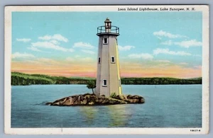 Postcard New Hampshire Loon island Light House Lake Sunapee New Hampshire - Picture 1 of 2