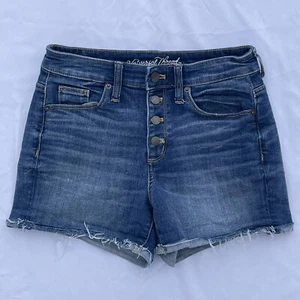 Universal Thread Cut-Off Jean Shorts Women's 4/27R Blue Button Fly 9.5" Rise - Imagen 1 de 8