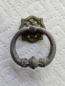 Vintage Metallguss Messing? Türgriffklopfer mit Rückenplatte Antik Stil 2 5/8" - Bild 1 von 6
