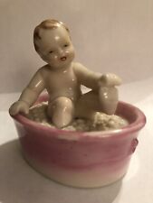 Vintage Baby Figure Ardalt Verithin Hand Painted Japan Baby In bath Tub Nursery