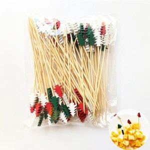 100 Stück Zahnstocher Gemüse Gabel Kuchen Obst Stocher Weihnachten Party Deko - Bild 1 von 7