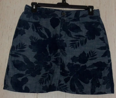 EXCELENTE PANTALÓN CORTO MUJER Croft & Barrow AZUL MARINO CHAMBRAY CON ESTAMPADO FLORAL TALLA 10 Foto 1 de 3