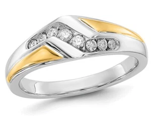 Mens 14K White Gold Diamond Wedding Band Ring 1/4 Carat (ctw H-I, I2-I3) - Picture 1 of 5