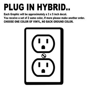 Decal Die Cut Vinyl Stickers Plug-In Hybrid, Outlet, Electric Socket, Wall Plate - Picture 1 of 3