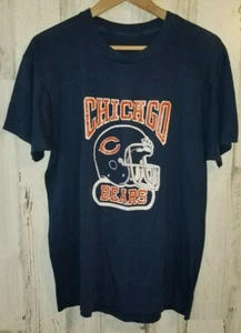 Vintage 80er Chicago Bears Helm blau orange T-Shirt FUSSBALL Medium Einzelnaht - Bild 1 von 5