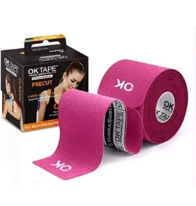 OK TAPE Kinesiology Tape 10” Precut 20 Strips, Cotton Elastic PINK Sports Tape - Picture 1 of 2