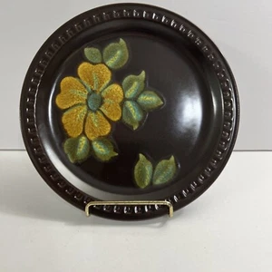 Fuji Festive Stone Hand Painted Serving Plate Yellow Flower Japan Vintage - Picture 1 of 4