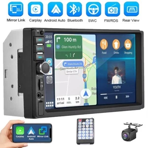Radio Coche 7" Apple/Andriod Carplay Coche Estéreo Pantalla Táctil Doble 2Din + Cámara EE. UU. - Imagen 1 de 11