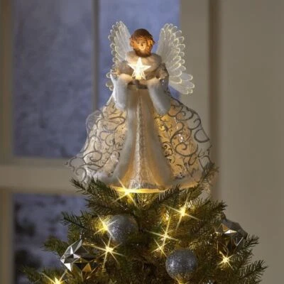 Planar 2D/3D Christmas Angel Fairy Tree Topper Festive Xmas Tree Tops Ornament - Image 1 of 4