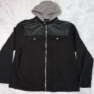 INC Jacket Womens XXL Black Hoodie Gorpcore Moto Casual Active Zip Up Soft - Picture 1 of 11