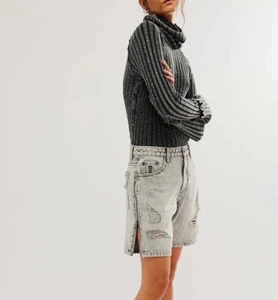 NEW Free People We The Free Just You Turtleneck Sweater XL X-Large Gray Cotton - Picture 1 of 5