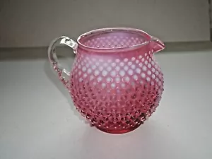 Fenton nordamerikanisches Glas Cranberry & weiß Nagelkrug klarer Griff - Bild 1 von 4