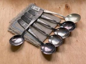cupronickel tablespoons , USSR silver plated spoons set of 6 pcs, Vintage - Picture 1 of 11