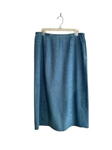 VTG Orvis Maxi Long Skirt Denim Classic Womens Size 14 Modest Cottagecore 90's - Picture 1 of 12
