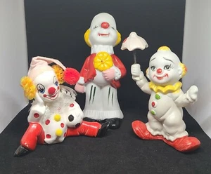 Lot of 3 Handpainted Circus Clowns - Home Decor Art Trinket Clown - Picture 1 of 10