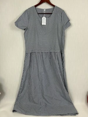 Vestido pulóver informal de manga corta XL para mujer azul blanco a rayas nuevo con etiquetas Foto 1 de 4