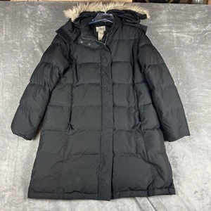 L.L. Bean Damen Kapuze Puffer Parka Jacke Mantel Gänsedaunen schwarz Large - Bild 1 von 6
