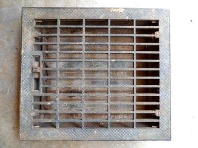 Vintage Antique Industrial Floor Grate Heat Vent Register Cast Iron 18" x 16" - Image 1 of 4