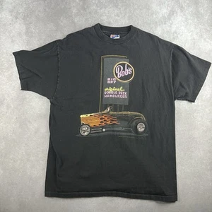 Camicia vintage 1992 Hot Rod Hanes Beefy T nera punto singolo uomo taglia XL USA - Foto 1 di 8
