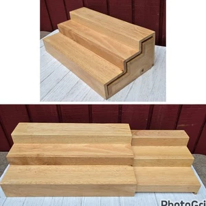 Bamboo Wood Spice Rack Extendable 3 Tier Shelf Organizer Space Saver - Picture 1 of 16