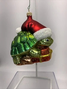 "Tortuga de vidrio soplado con sombrero de Santa brillo 4,5""" - Imagen 1 de 12