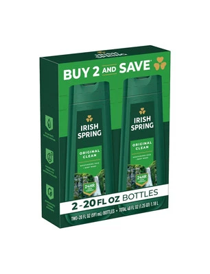 Irish Spring Body Wash for Men, Original Clean Body Wash, 20 Oz, 2 Pack - Image 1 of 2