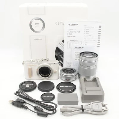 OLYMPUS PEN E-PL8 White 16.1MP + 14-42mm 40-150mm Double Lens Kit w/Box - Image 1 of 4
