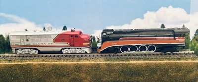 N Scale 4449 Daylight Southern Pacific, Santa Fe Hallmark Dummy, Ornament train - Image 1 of 4