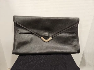 Vintage schicke große schwarze Leder klassische Umschlag Clutch/Geldbörse. - Bild 1 von 6