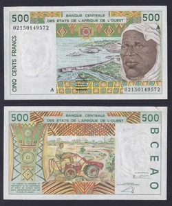 Banknote West African States Ivory Coast 500 FRANCS 2002 P.-110Am BB+/VF+ - Picture 1 of 1