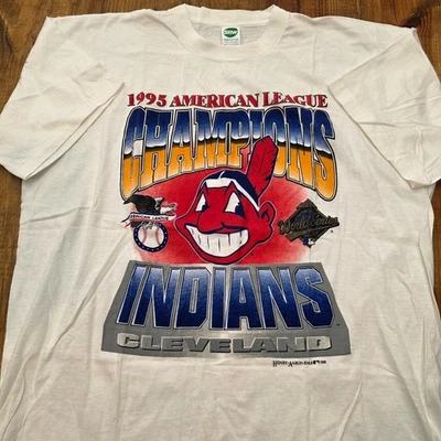 Camiseta De Colección 1995 Cleveland Indians Campeones de la Liga Americana MLB Béisbol - XL Foto 1 de 4