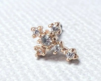 Anillo de nariz cruz gema circonita cúbica 20 g hueso acero quirúrgico 316L 1 pieza Foto 1 de 4