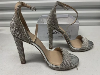 Zapatos de salón Qupid Chicago-30x para mujer EE. UU. 8,5 estrás transparente correa en el tobillo tacón de aguja Foto 1 de 4