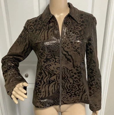 Joseph Ribkoff Glossy Animal Print Jacket Size 10 - Image 1 of 4