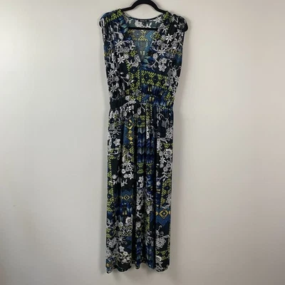 Vikki Vi макси платье размер 1 X без рукавов эластичной V шеи цветочный мульти Джерси - Изображение 1 из 4