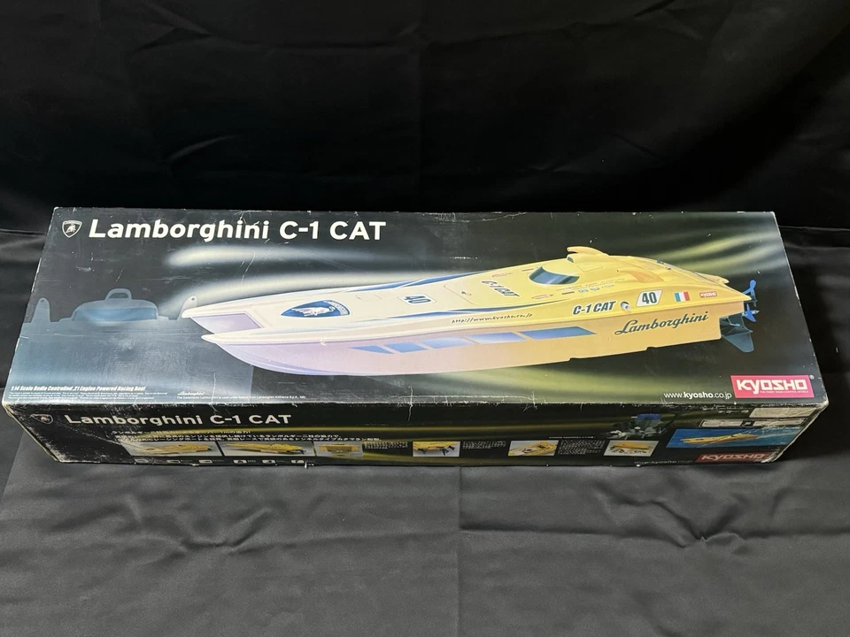 Vintage Kyosho RC BOAT Lamborhini C-1 CAT 21 Nitro Motor incluido escala 1/14 - Imagen 1 de 4