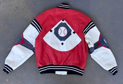 Jaqueta de couro de beisebol estilo hip hop 1991 Micheal Hoban. Grande - Imagem 1 de 4
